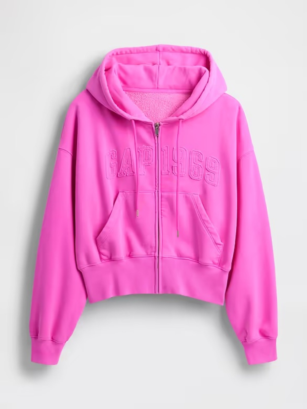 GAP Vintage Soft 1969 Logo Zip Hoodie in Color New sugar plum neon pink